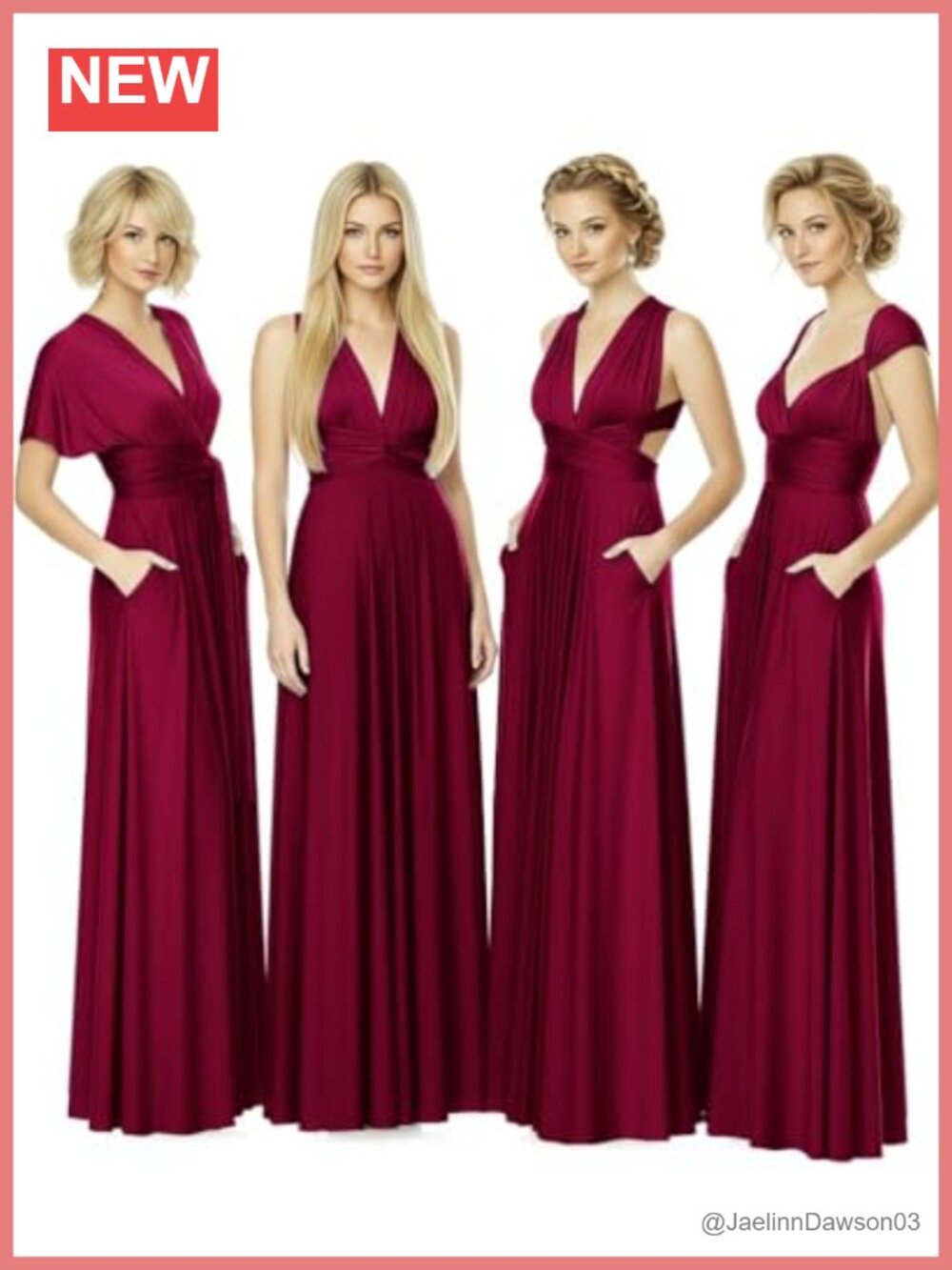 Convertible Infinity Bridesmaid Maxi Dress with Pockets Multiway Wrap Gown
